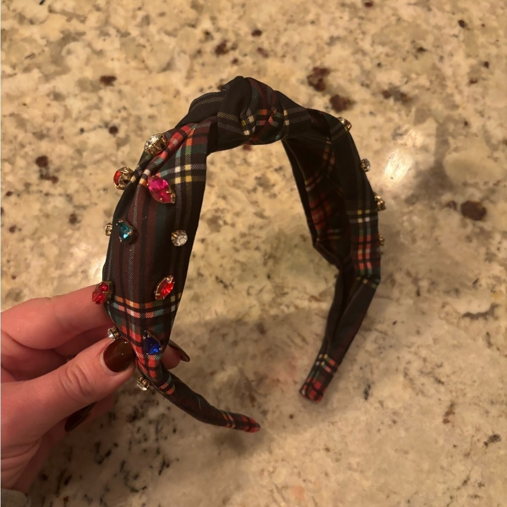 Jcrew Factory Plaid GemstoneEmbellished Headband Holiday Preppy